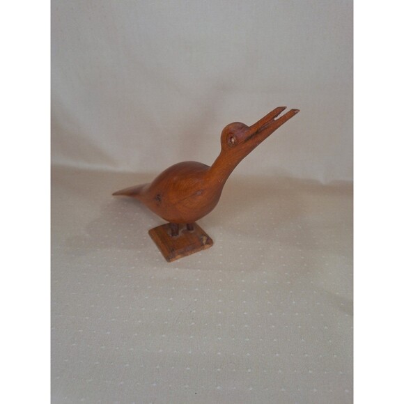Vintage Wood Carved Bird Roadrunner Shaped 10" Tall x 6" Wide Art Deco - Picture 2 of 10